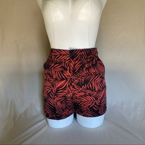 Hawaiian print high waist shorts